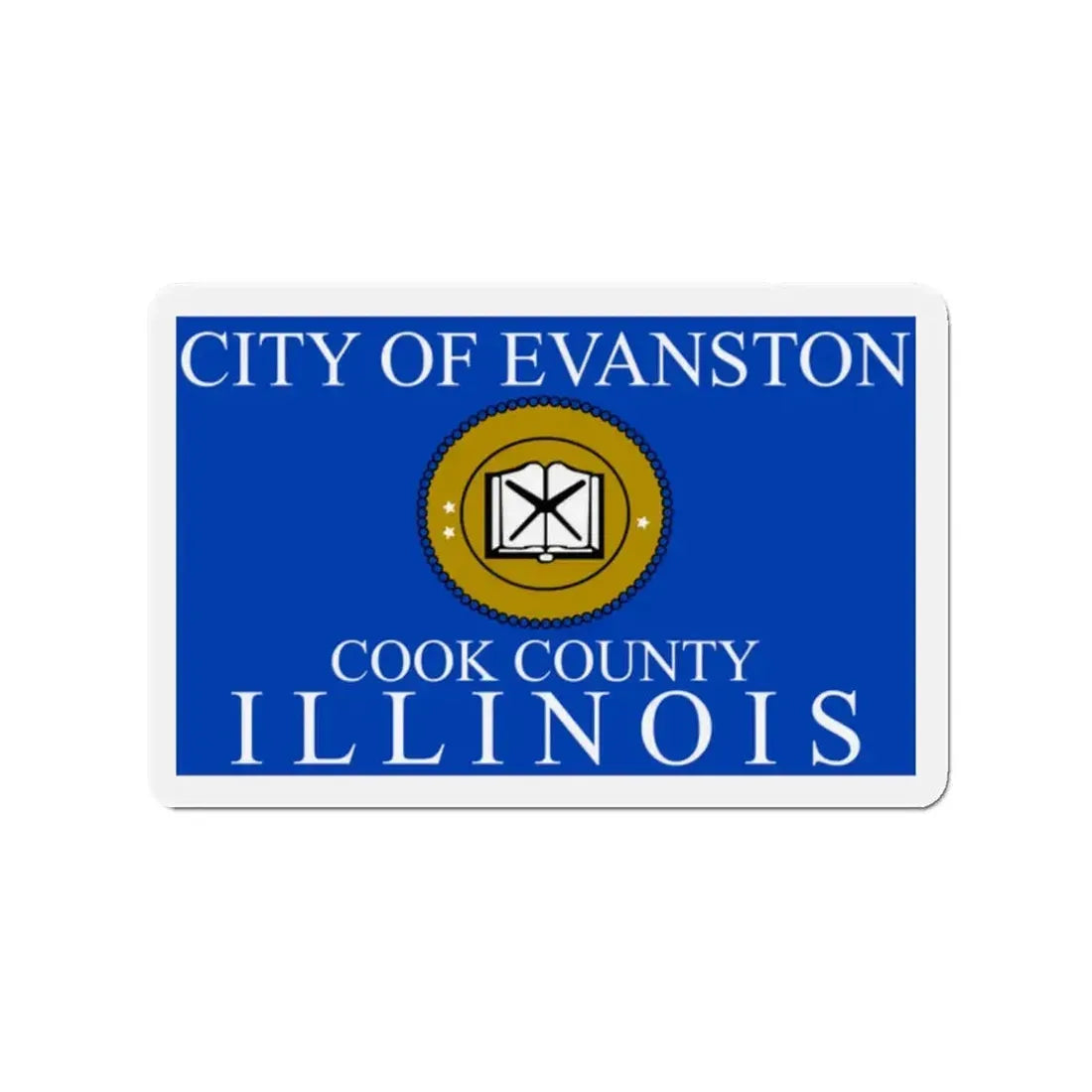 Flag of Evanston IL - Refrigerator Magnet 2 Inch - The Sticker Space