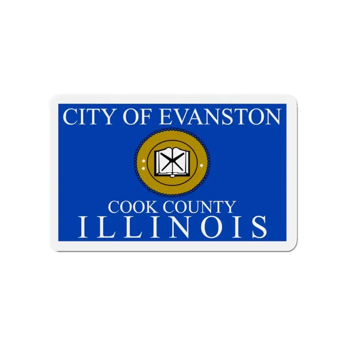 Flag of Evanston IL - Refrigerator Magnet 3 Inch - The Sticker Space