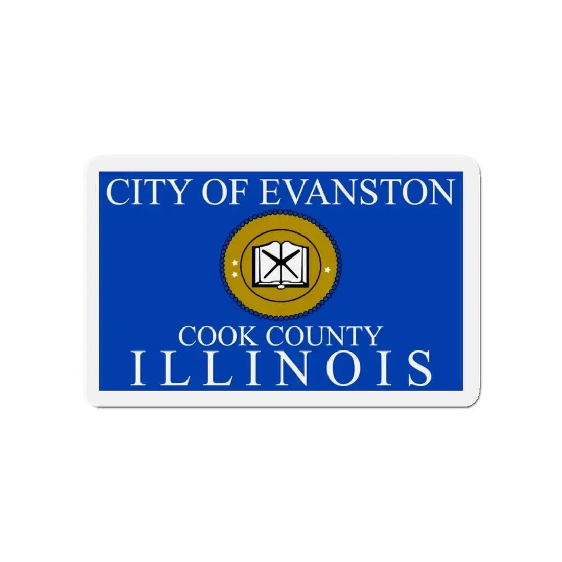 Flag of Evanston IL - Refrigerator Magnet 4 Inch - The Sticker Space