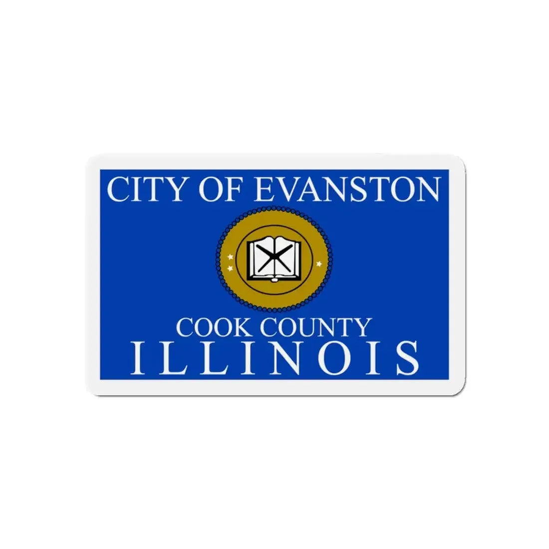 Flag of Evanston IL - Refrigerator Magnet 5 Inch - The Sticker Space