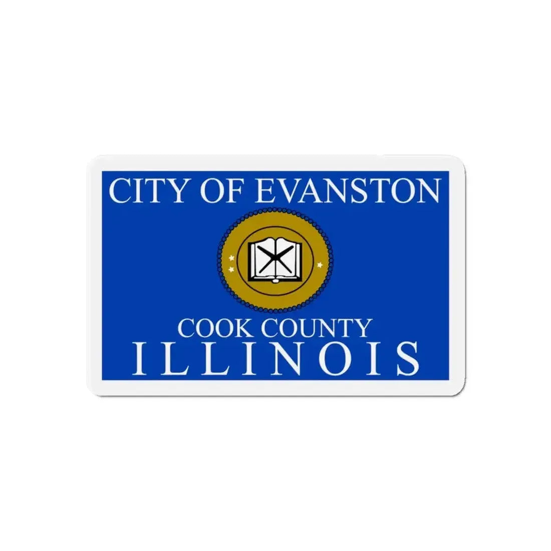 Flag of Evanston IL - Refrigerator Magnet - The Sticker Space