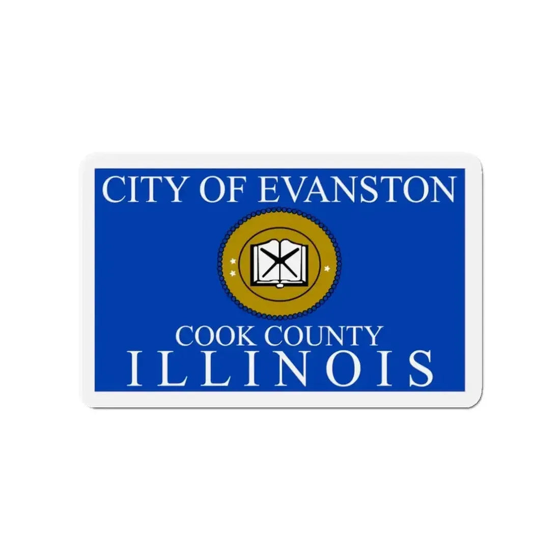 Flag of Evanston IL - Refrigerator Magnet - The Sticker Space