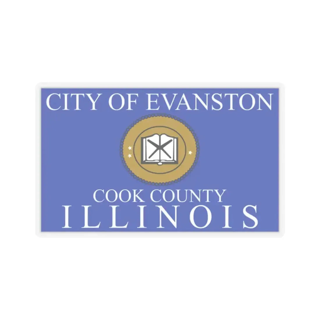 Flag of Evanston, IL - STICKER Vinyl Kiss-Cut Decal 2 Inch Transparent - The Sticker Space