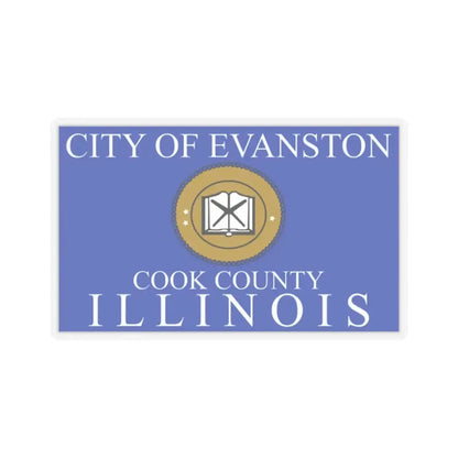 Flag of Evanston, IL - STICKER Vinyl Kiss-Cut Decal 2 Inch Transparent - The Sticker Space