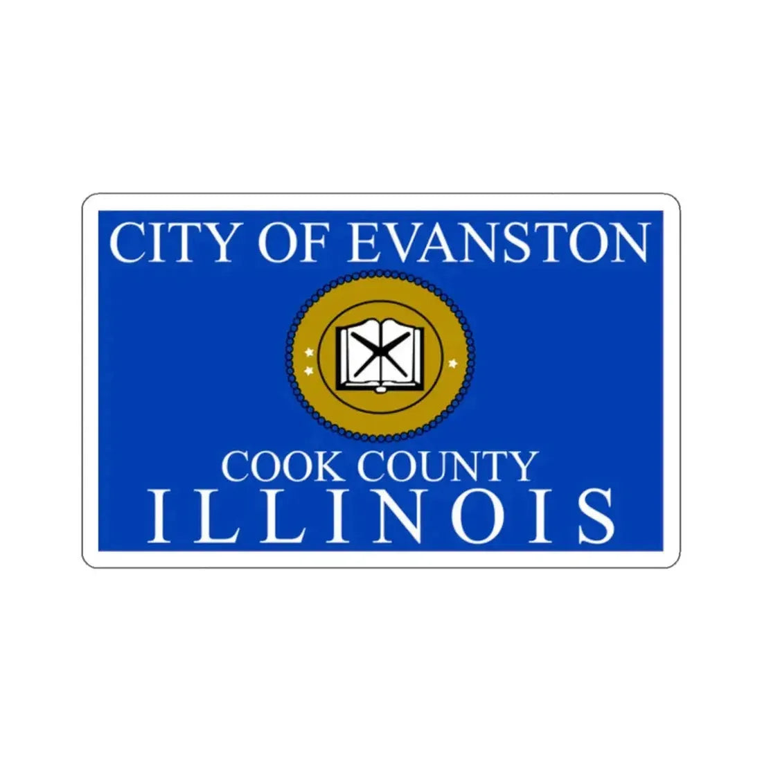Flag of Evanston, IL - STICKER Vinyl Kiss-Cut Decal 2 Inch White - The Sticker Space