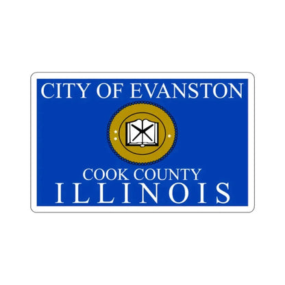 Flag of Evanston, IL - STICKER Vinyl Kiss-Cut Decal 2 Inch White - The Sticker Space