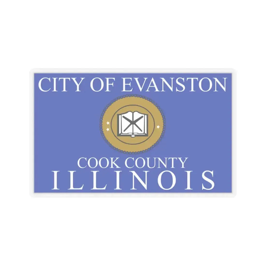 Flag of Evanston, IL - STICKER Vinyl Kiss-Cut Decal 3 Inch Transparent - The Sticker Space