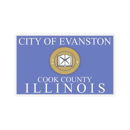 Flag of Evanston, IL - STICKER Vinyl Kiss-Cut Decal 3 Inch Transparent - The Sticker Space