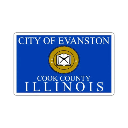 Flag of Evanston, IL - STICKER Vinyl Kiss-Cut Decal 3 Inch White - The Sticker Space