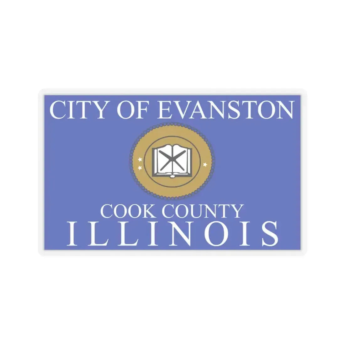 Flag of Evanston, IL - STICKER Vinyl Kiss-Cut Decal 4 Inch Transparent - The Sticker Space