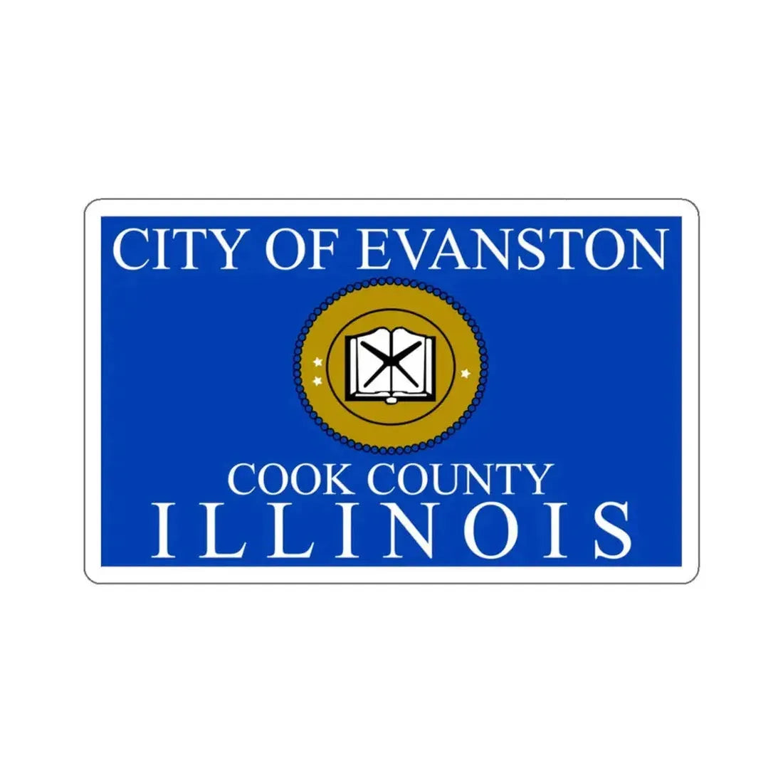 Flag of Evanston, IL - STICKER Vinyl Kiss-Cut Decal 4 Inch White - The Sticker Space