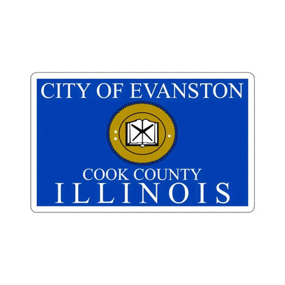 Flag of Evanston, IL - STICKER Vinyl Kiss-Cut Decal 4 Inch White - The Sticker Space