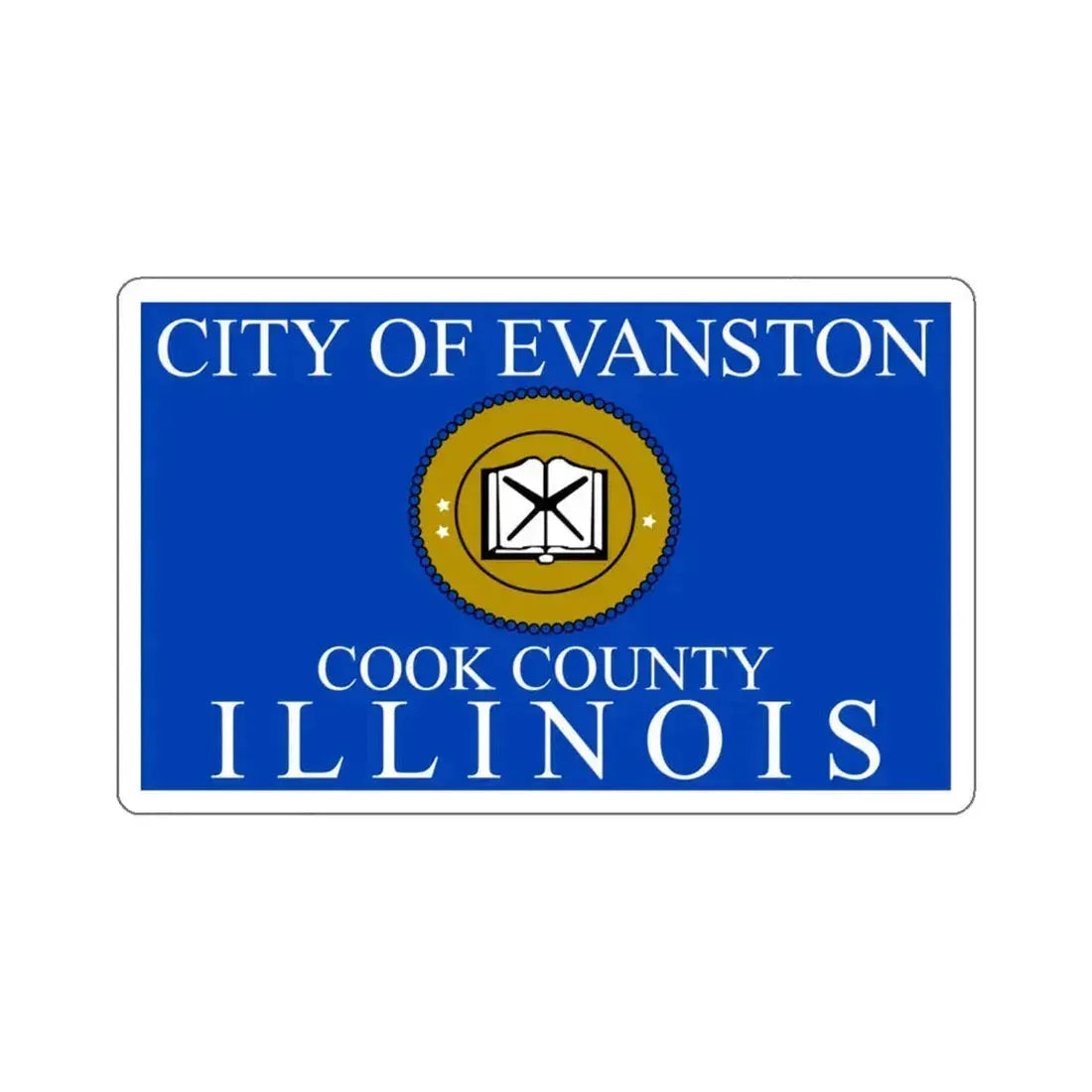 Flag of Evanston, IL - STICKER Vinyl Kiss-Cut Decal 6 Inch White - The Sticker Space