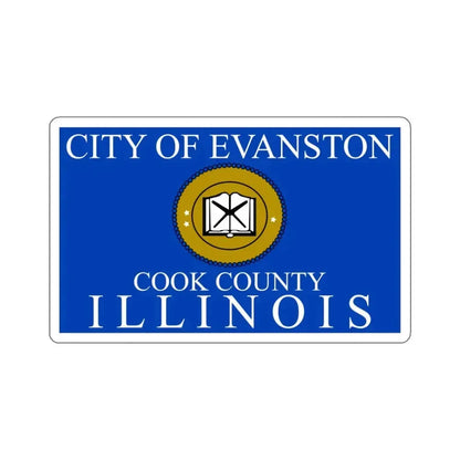 Flag of Evanston, IL - STICKER Vinyl Kiss-Cut Decal 6 Inch White - The Sticker Space
