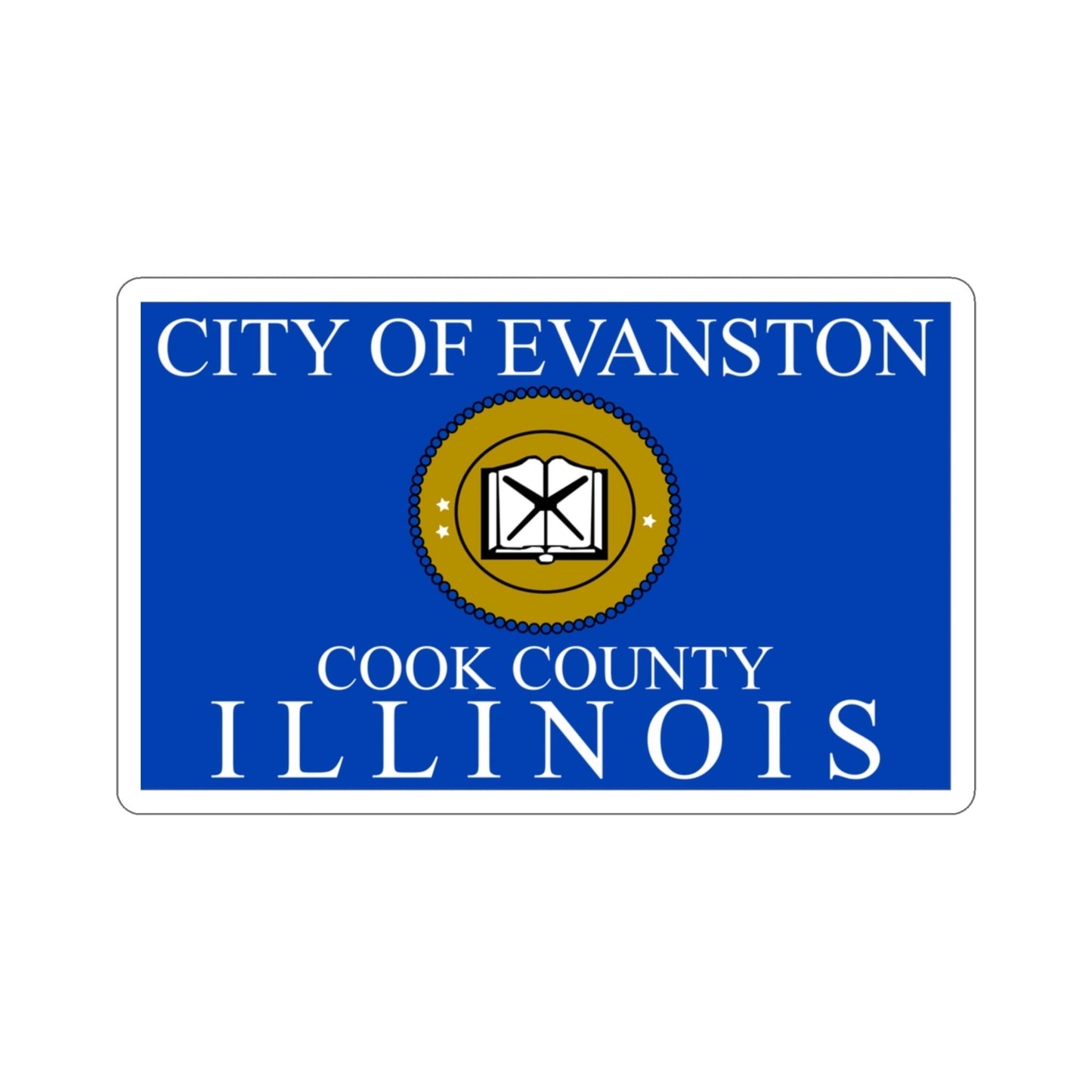 Flag of Evanston IL USA STICKER Vinyl Die-Cut Decal-3 Inch-The Sticker Space