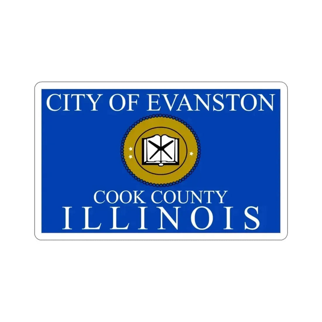 Flag of Evanston IL USA STICKER Vinyl Die-Cut Decal 3 Inch - The Sticker Space