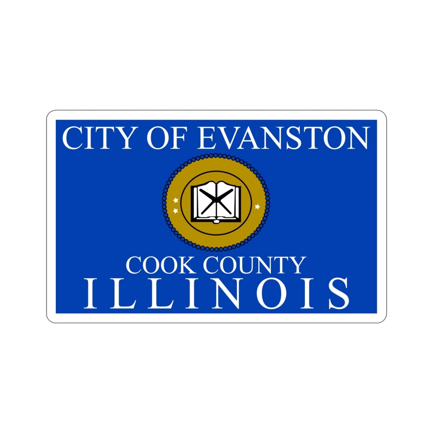 Flag of Evanston IL USA STICKER Vinyl Die-Cut Decal-4 Inch-The Sticker Space