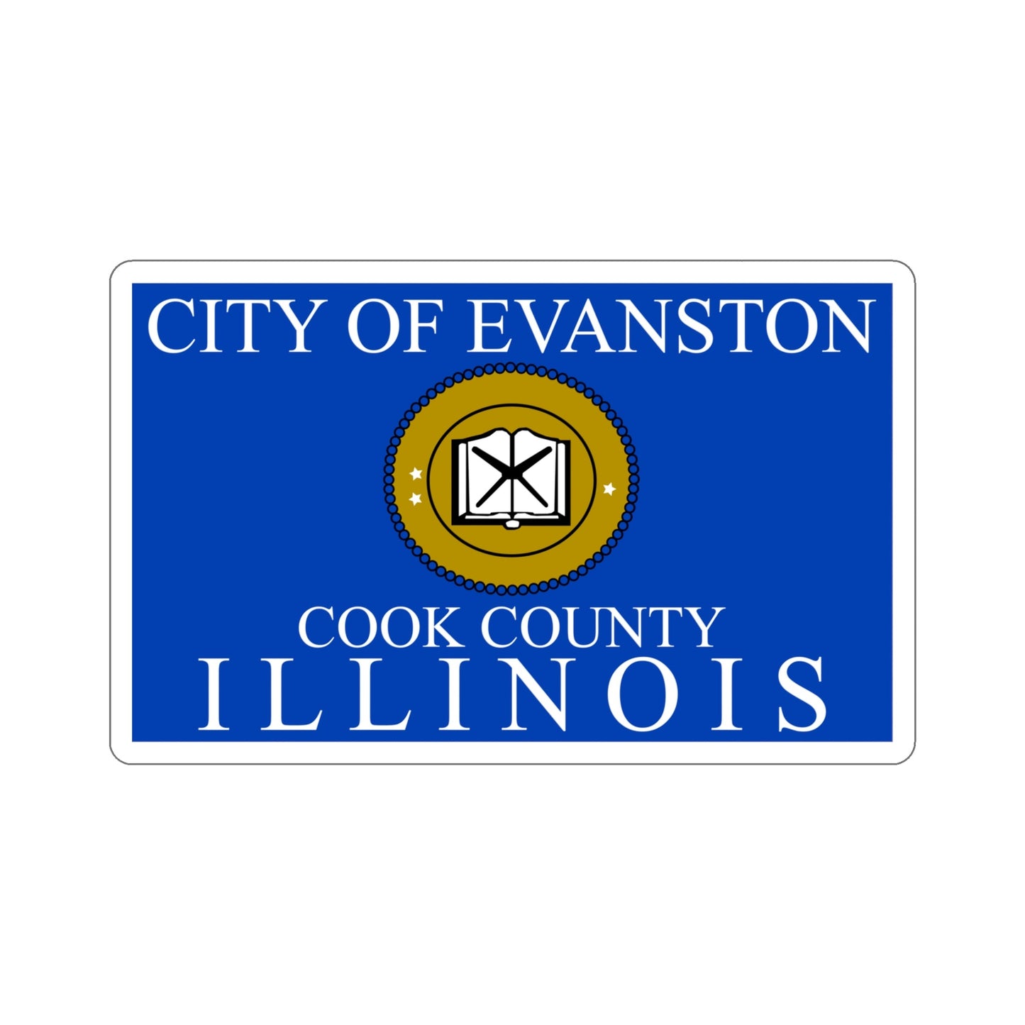 Flag of Evanston IL USA STICKER Vinyl Die-Cut Decal-5 Inch-The Sticker Space