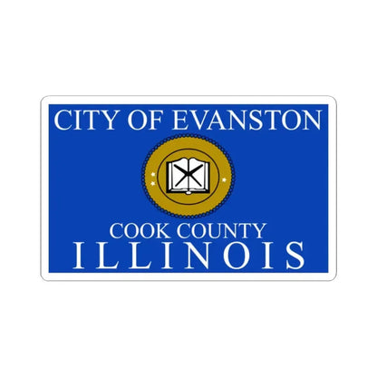 Flag of Evanston Illinois 2015-2024 (United States) STICKER Vinyl Kiss-Cut Decal 2 Inch White - The Sticker Space