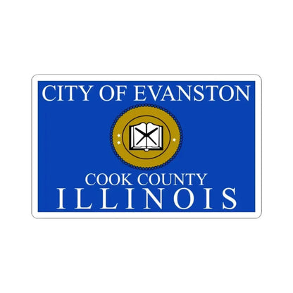 Flag of Evanston Illinois 2015-2024 (United States) STICKER Vinyl Kiss-Cut Decal 3 Inch White - The Sticker Space
