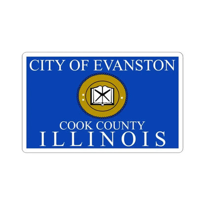 Flag of Evanston Illinois 2015-2024 (United States) STICKER Vinyl Kiss-Cut Decal 4 Inch White - The Sticker Space