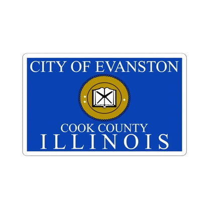 Flag of Evanston Illinois 2015-2024 (United States) STICKER Vinyl Kiss-Cut Decal 6 Inch White - The Sticker Space