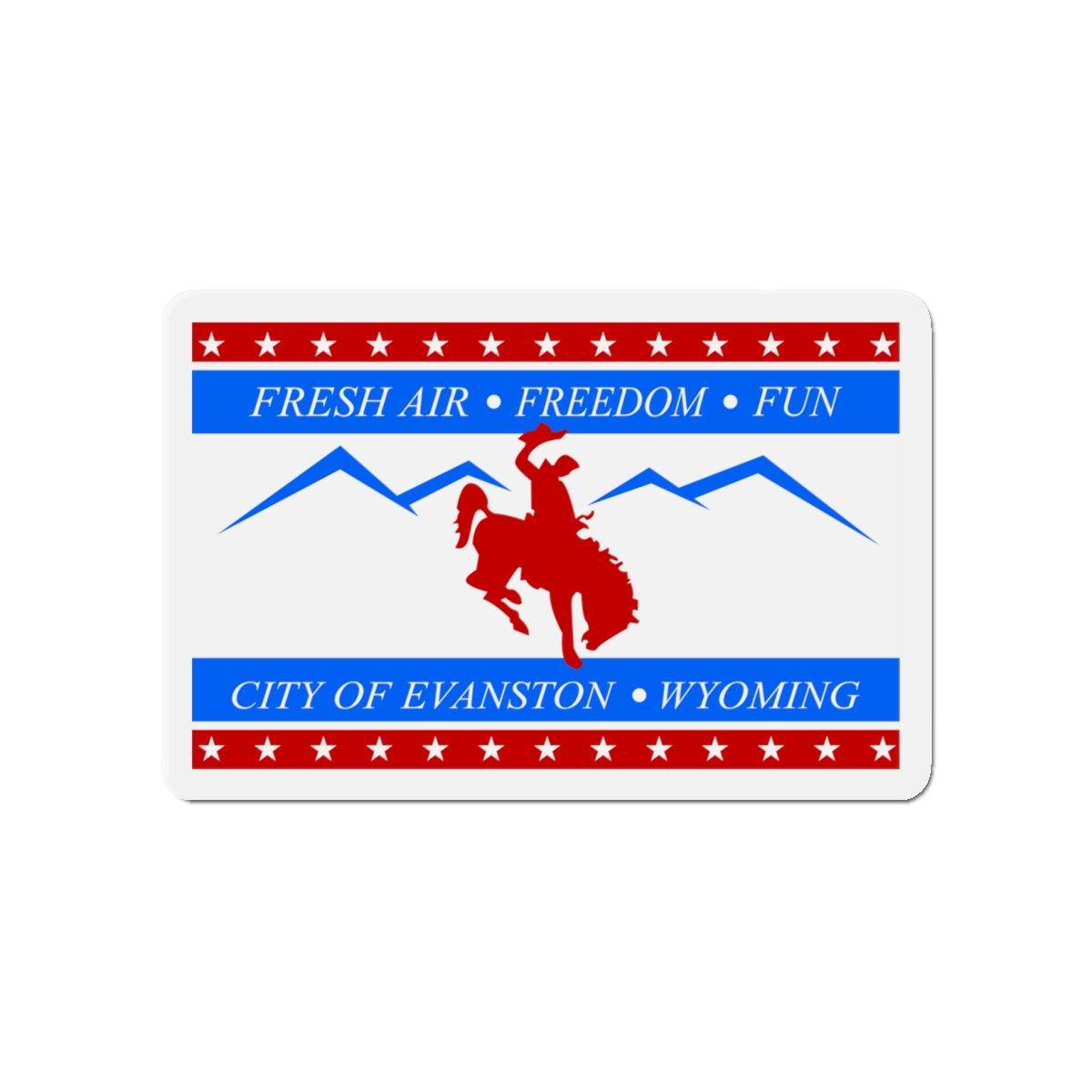 Flag of Evanston Wyoming - Die-Cut Magnet-4" x 4"-The Sticker Space