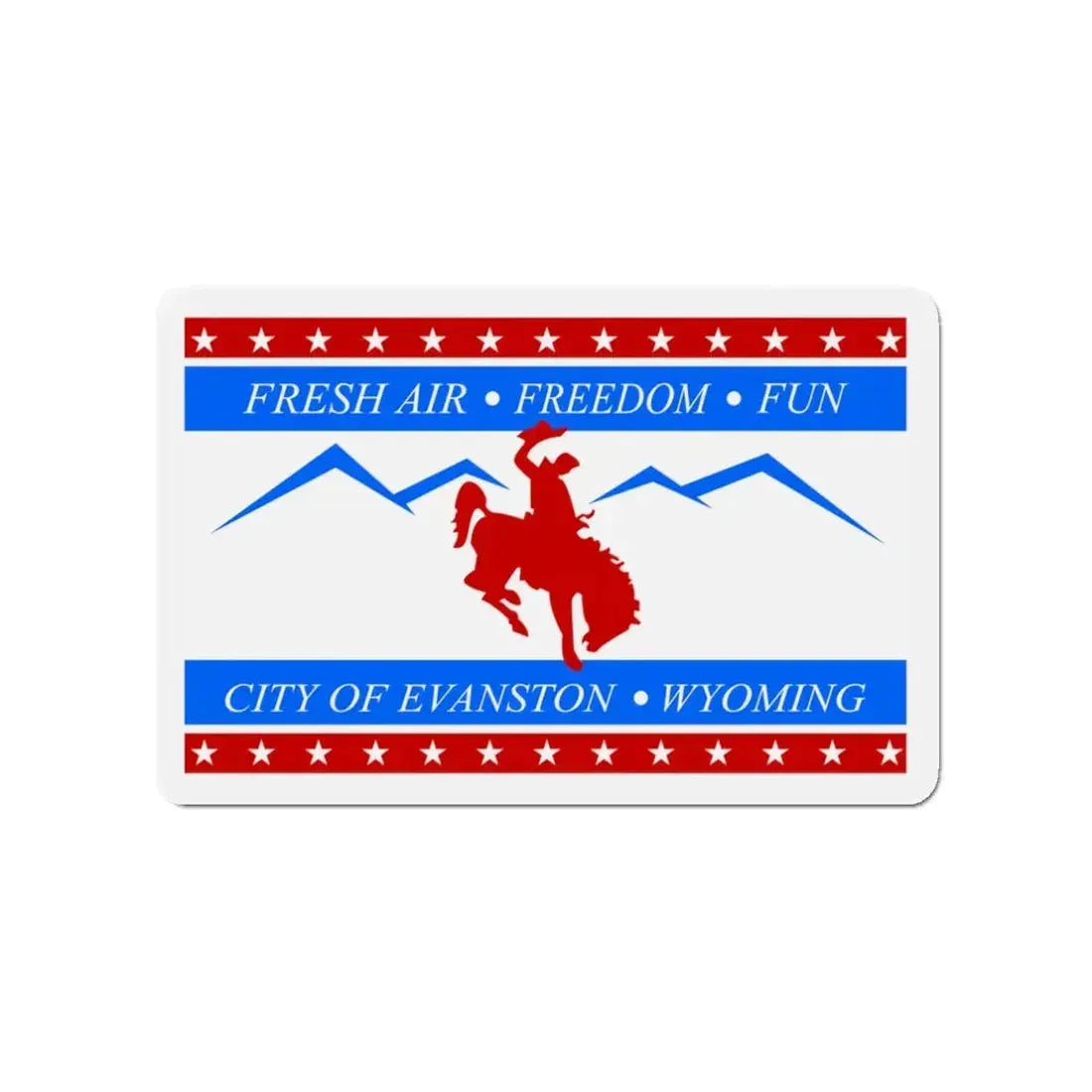 Flag of Evanston Wyoming - Refrigerator Magnet 3 Inch - The Sticker Space