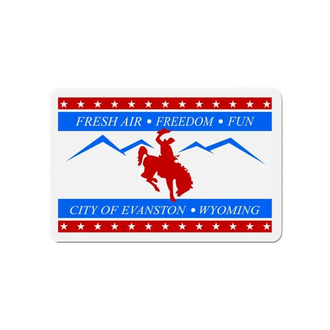 Flag of Evanston Wyoming - Refrigerator Magnet 4 Inch - The Sticker Space
