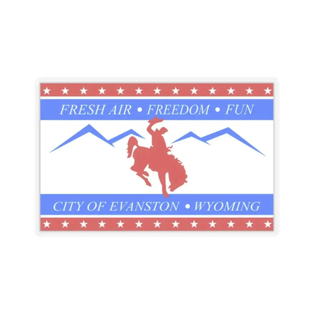 Flag of Evanston, Wyoming - STICKER Vinyl Kiss-Cut Decal 2 Inch Transparent - The Sticker Space
