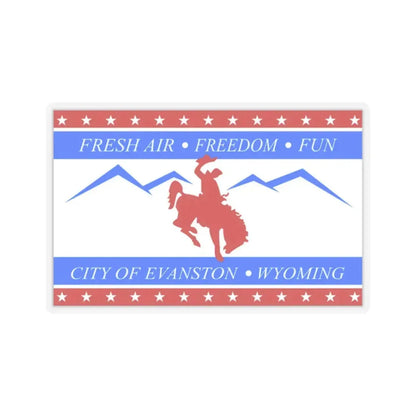 Flag of Evanston, Wyoming - STICKER Vinyl Kiss-Cut Decal 2 Inch Transparent - The Sticker Space