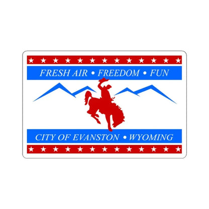 Flag of Evanston, Wyoming - STICKER Vinyl Kiss-Cut Decal 2 Inch White - The Sticker Space