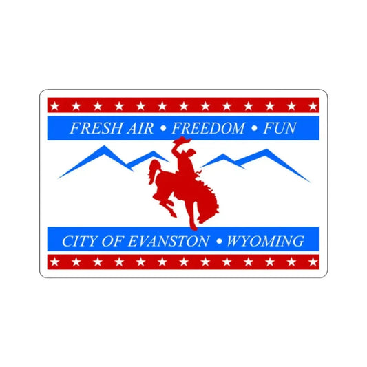 Flag of Evanston, Wyoming - STICKER Vinyl Kiss-Cut Decal 2 Inch White - The Sticker Space