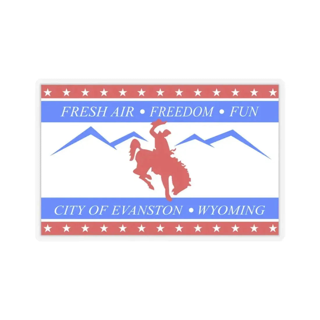 Flag of Evanston, Wyoming - STICKER Vinyl Kiss-Cut Decal 3 Inch Transparent - The Sticker Space