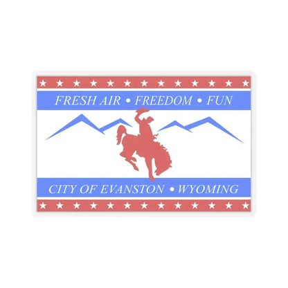 Flag of Evanston, Wyoming - STICKER Vinyl Kiss-Cut Decal 3 Inch Transparent - The Sticker Space