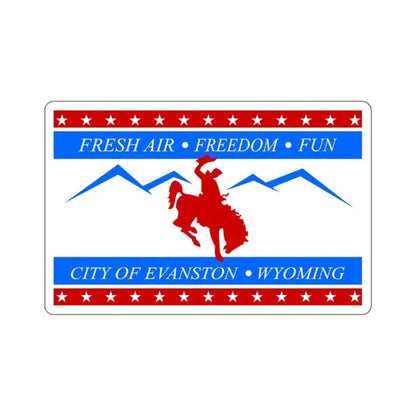 Flag of Evanston, Wyoming - STICKER Vinyl Kiss-Cut Decal 3 Inch White - The Sticker Space