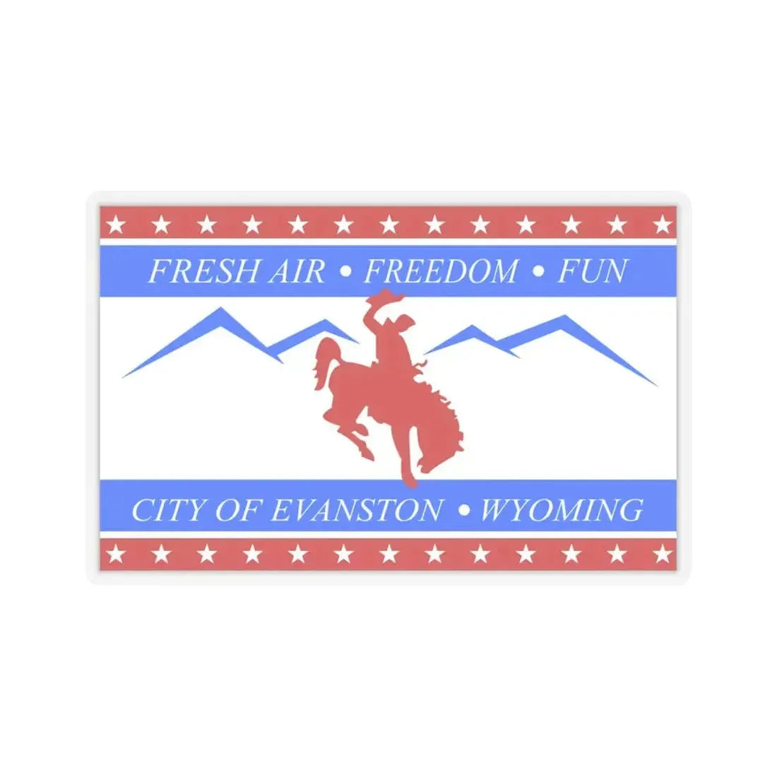 Flag of Evanston, Wyoming - STICKER Vinyl Kiss-Cut Decal 4 Inch Transparent - The Sticker Space