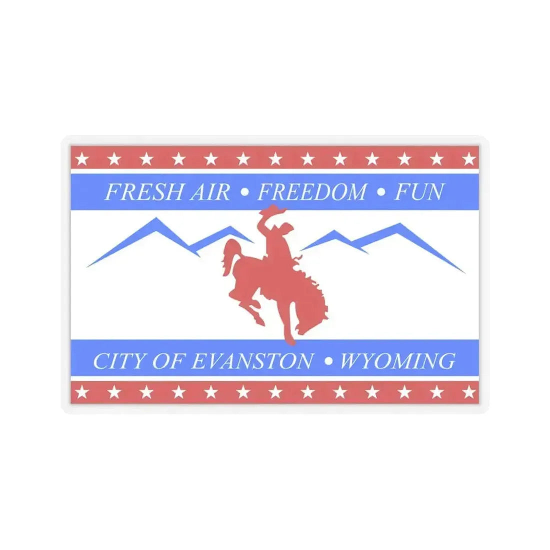 Flag of Evanston, Wyoming - STICKER Vinyl Kiss-Cut Decal 6 Inch Transparent - The Sticker Space