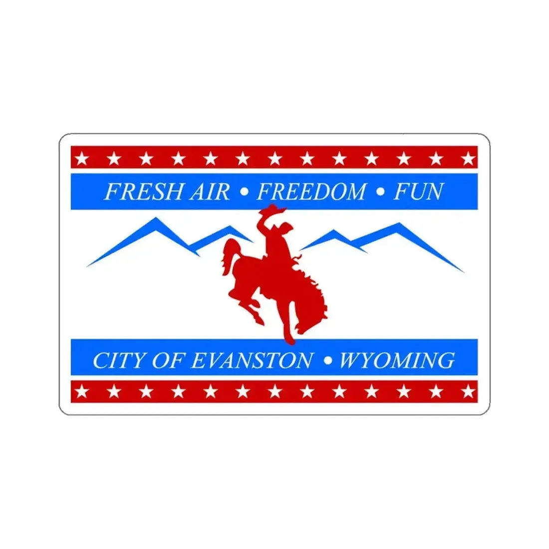 Flag of Evanston, Wyoming - STICKER Vinyl Kiss-Cut Decal 6 Inch White - The Sticker Space