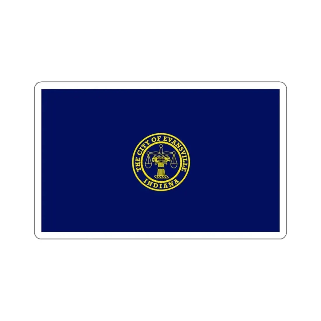 Flag of Evansville, Indiana - STICKER Vinyl Kiss-Cut Decal 3 Inch White - The Sticker Space