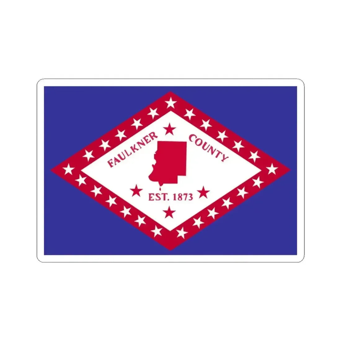 Flag of Faulkner County Arkansas (United States) STICKER Vinyl Kiss-Cut Decal 3 Inch White - The Sticker Space