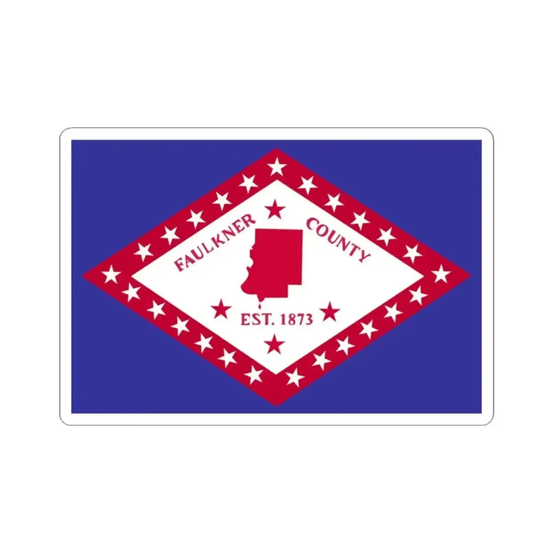 Flag of Faulkner County Arkansas (United States) STICKER Vinyl Kiss-Cut Decal 4 Inch White - The Sticker Space