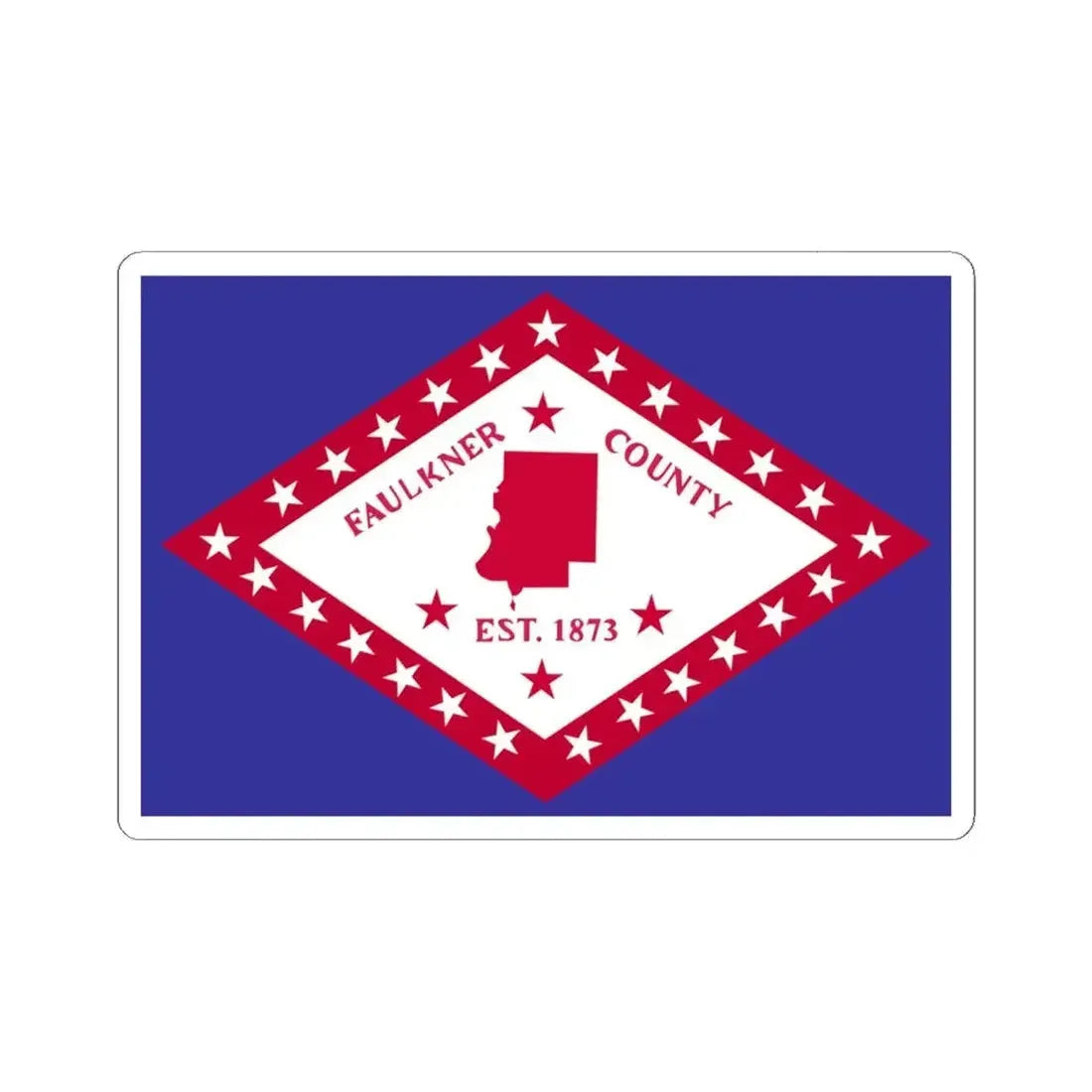 Flag of Faulkner County Arkansas (United States) STICKER Vinyl Kiss-Cut Decal 6 Inch White - The Sticker Space