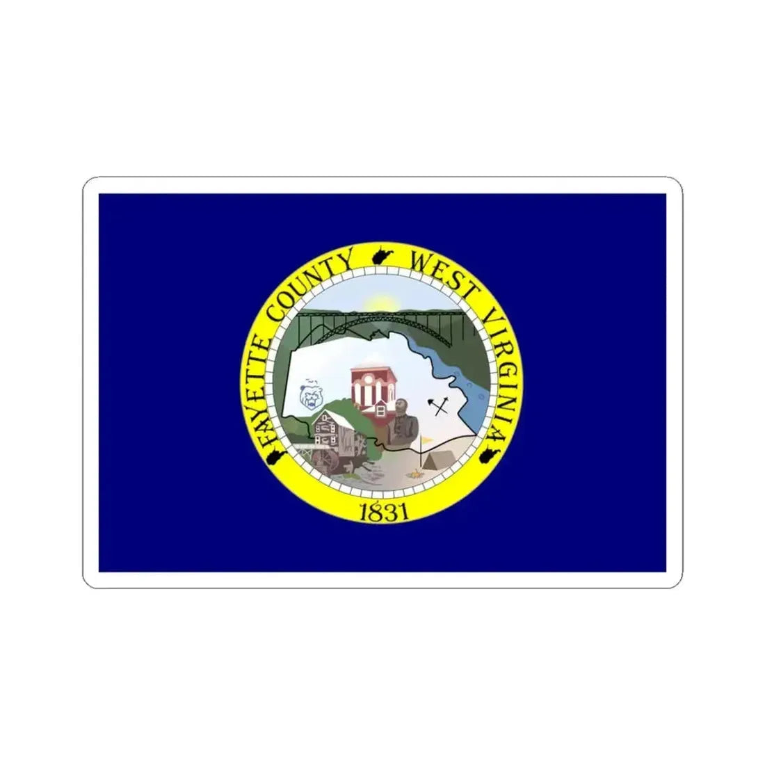 Flag of Fayette County West Virginia (United States) STICKER Vinyl Kiss-Cut Decal 3 Inch White - The Sticker Space