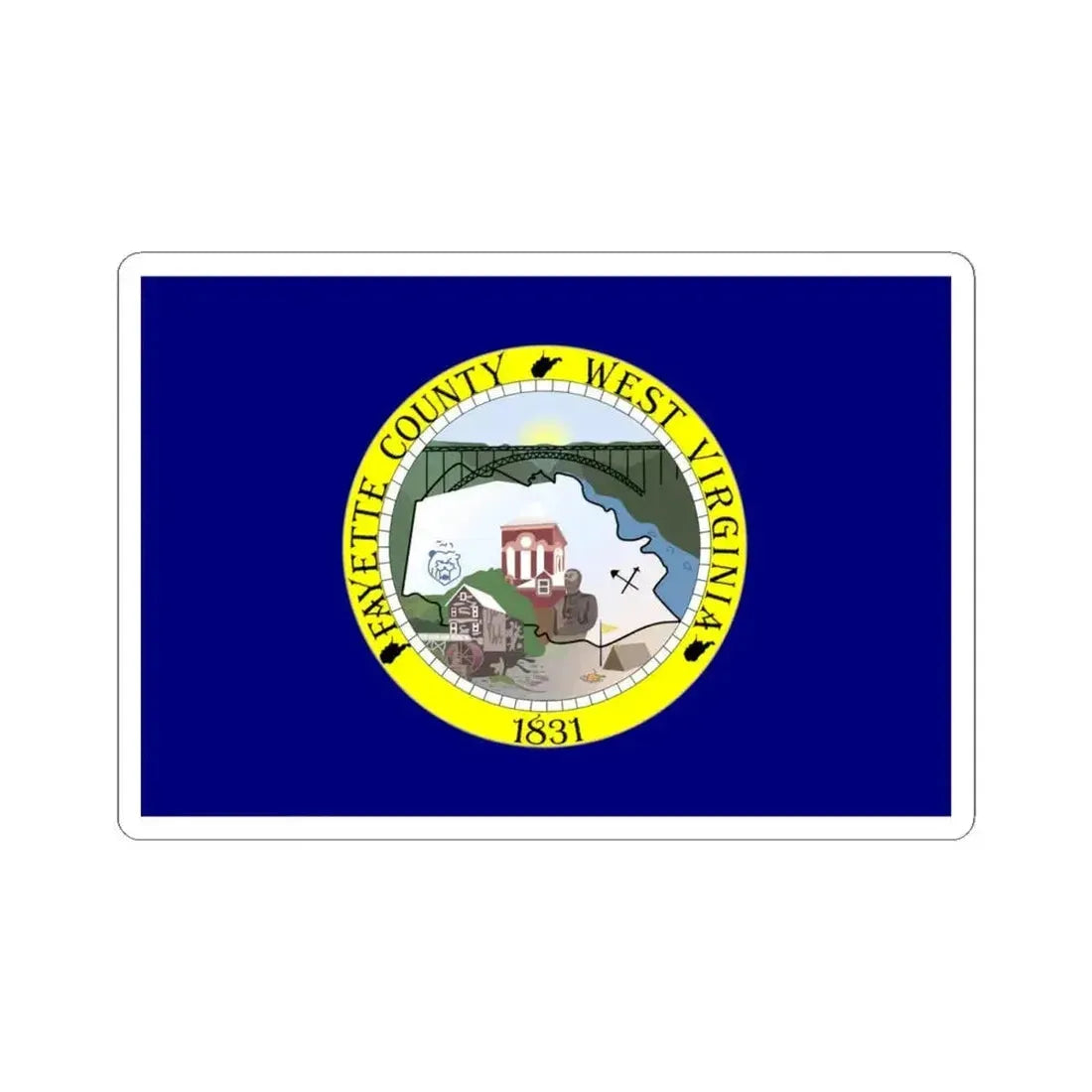 Flag of Fayette County West Virginia (United States) STICKER Vinyl Kiss-Cut Decal 4 Inch White - The Sticker Space