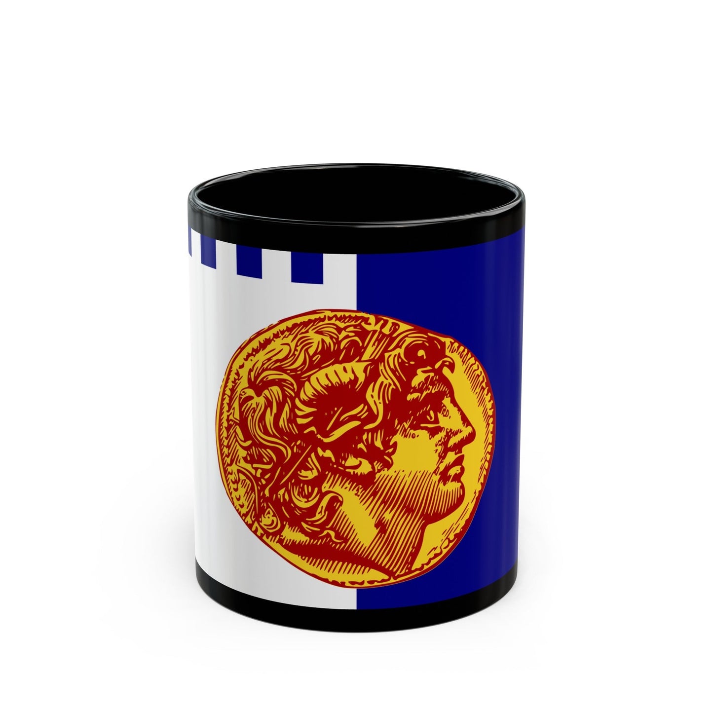 Flag of Flag of Thessaloniki Greece - Black Coffee Mug-11oz-The Sticker Space