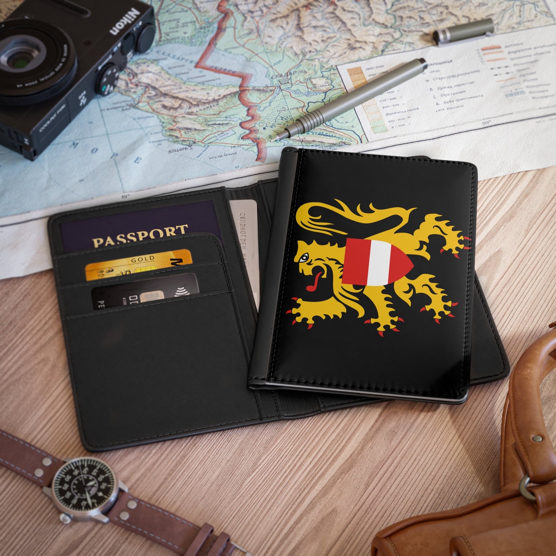 Flag of Flemish Brabant Belgium - Passport Holder-3.9" x 5.8"-The Sticker Space