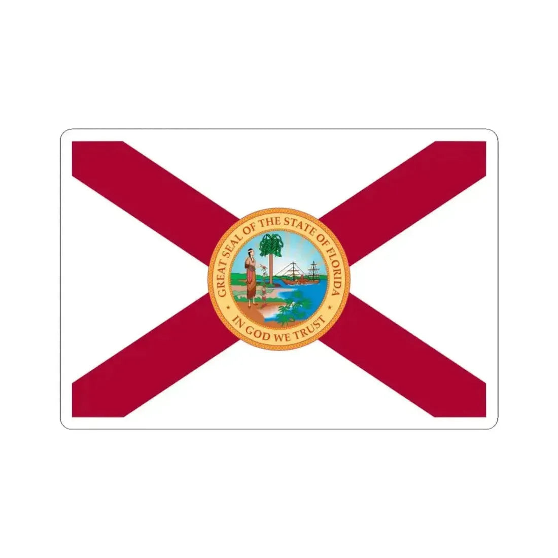 Flag of Florida 1900-1985 (United States) STICKER Vinyl Kiss-Cut Decal 3 Inch White - The Sticker Space