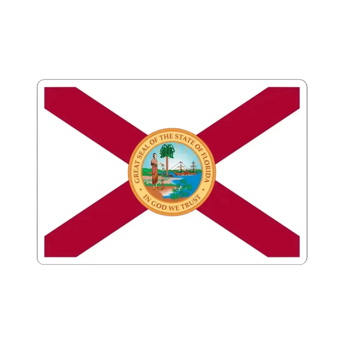 Flag of Florida 1900-1985 (United States) STICKER Vinyl Kiss-Cut Decal 4 Inch White - The Sticker Space