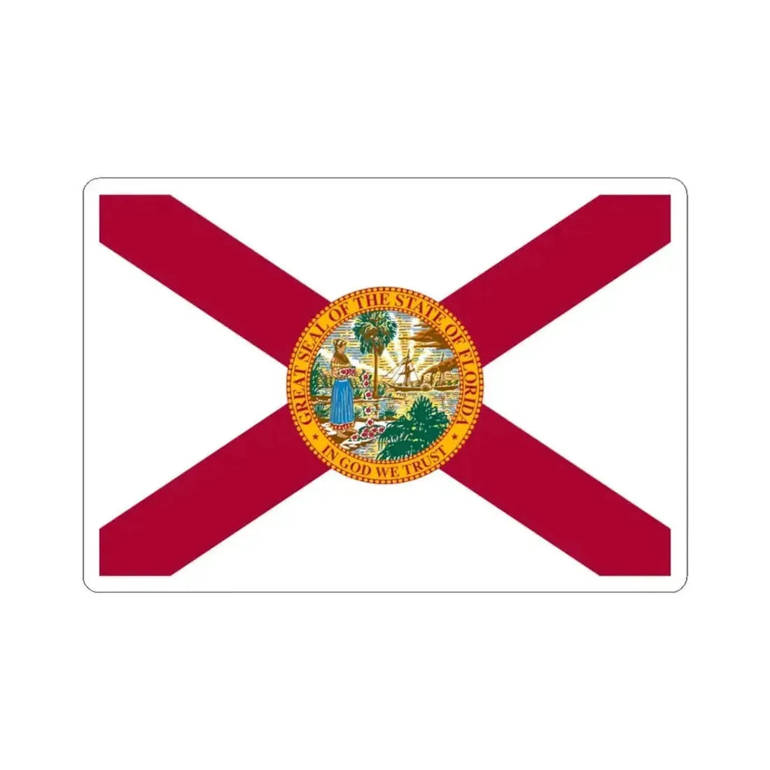 Flag of Florida 3-2 (United States) STICKER Vinyl Kiss-Cut Decal 3 Inch White - The Sticker Space